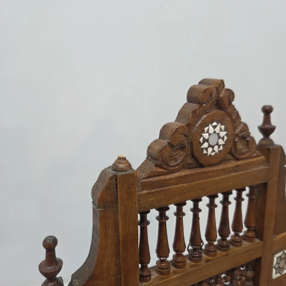 Handcrafted Wooden arabesque mirror frame decorated with mother of pearl Acents